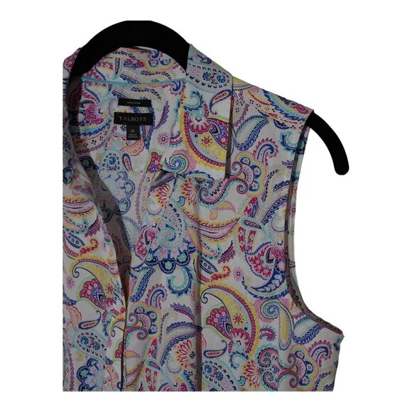 EUC Talbots PERFECT SHIRT - SLEEVELESS - PAISLEY- Non-iron Sz 10 - Picture 4 of 6